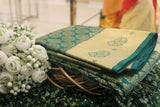 Sapphire Green Colour Wedding Silk Saree.