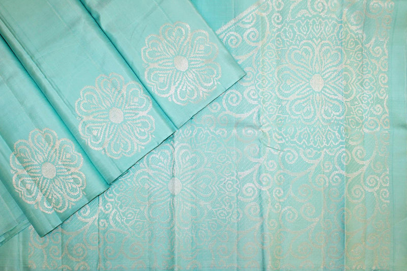 Sea-Blue Colour, Kanchipuram Designer Soft Silk Saree.