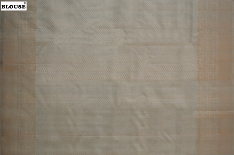 Spanish White Colour Kanchipuram Brocade saree