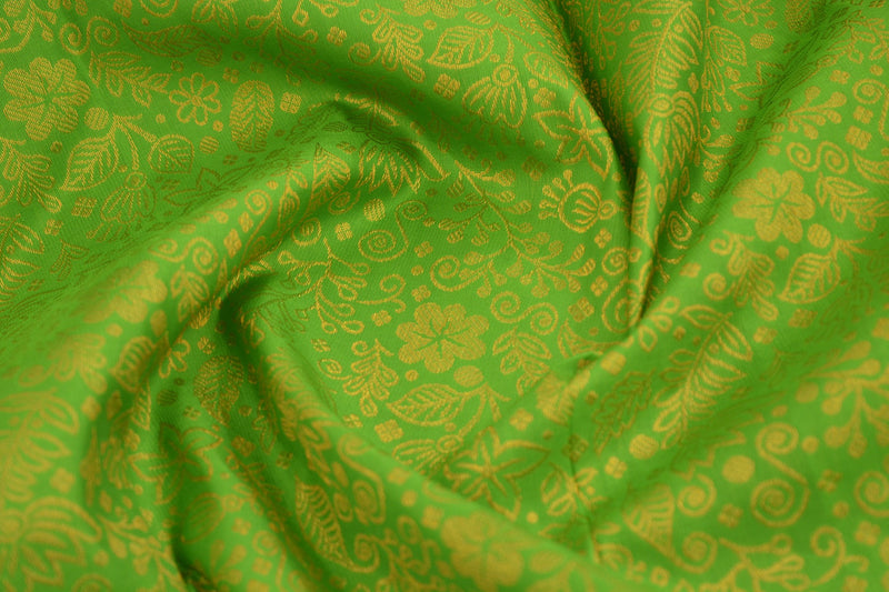 Parrot Green colour Kanchipuram Brocade Saree
