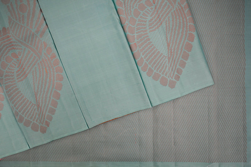 Aqua Green Colour Kanchipuram Designer saree