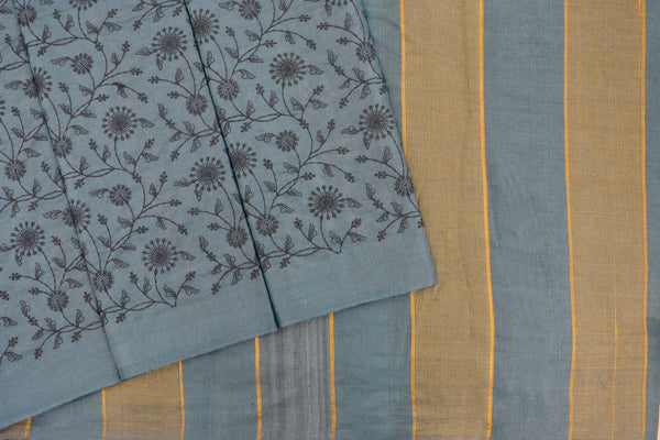Smalt Blue Colour Tussar Silk Saree
