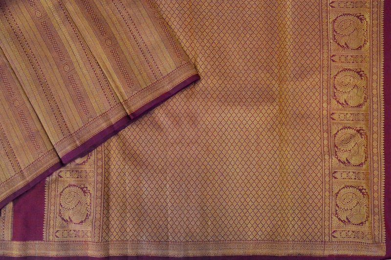Wine Colour Kanchipuram Brocade Saree