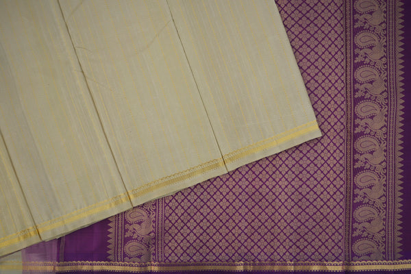 Bone Colour Kanchipuram Traditional saree