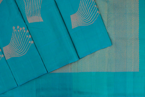 Happy Blue colour Kanchipuram Designer saree