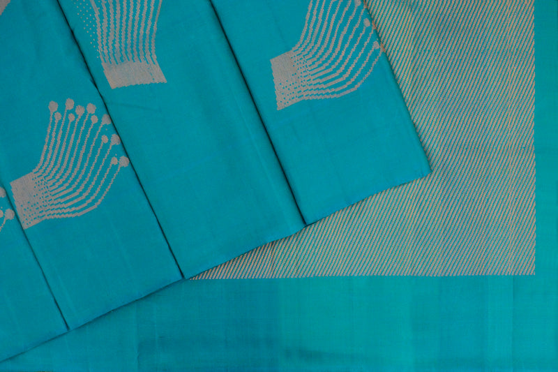 Happy Blue colour Kanchipuram Designer saree